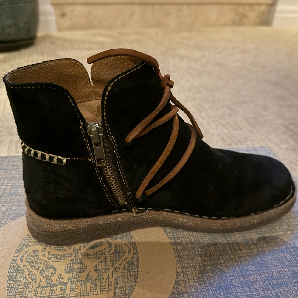 Born Black and Tan Suede Ankle Boots